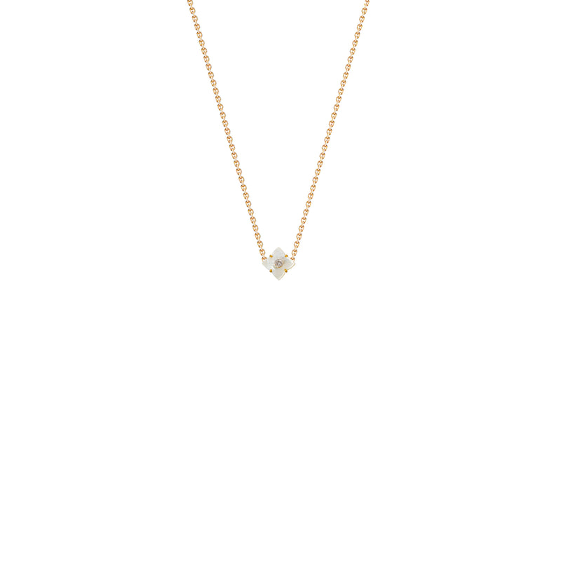 Nia Mother of Pearl and Diamond Necklace Pendant, 14 K Gold