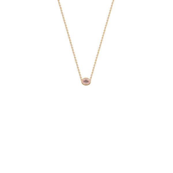 Zoya Oval Rose Quartz Necklace, 14 K Yellow Gold