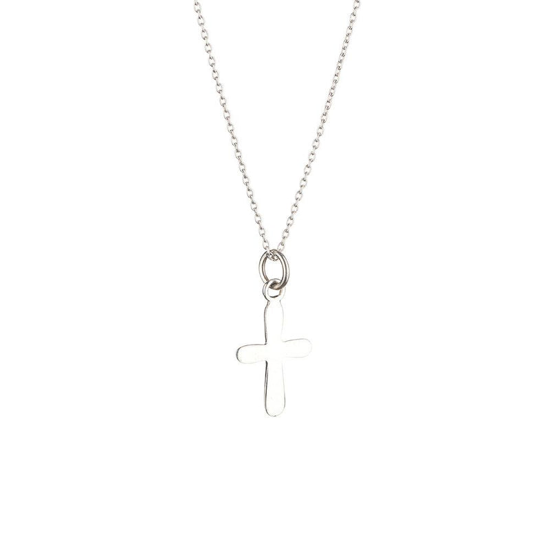 Rounded Corner Cross Necklace, Sterling Silver
