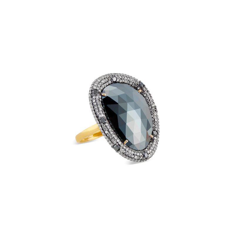 Frances, Black Spinel and Diamond Ring