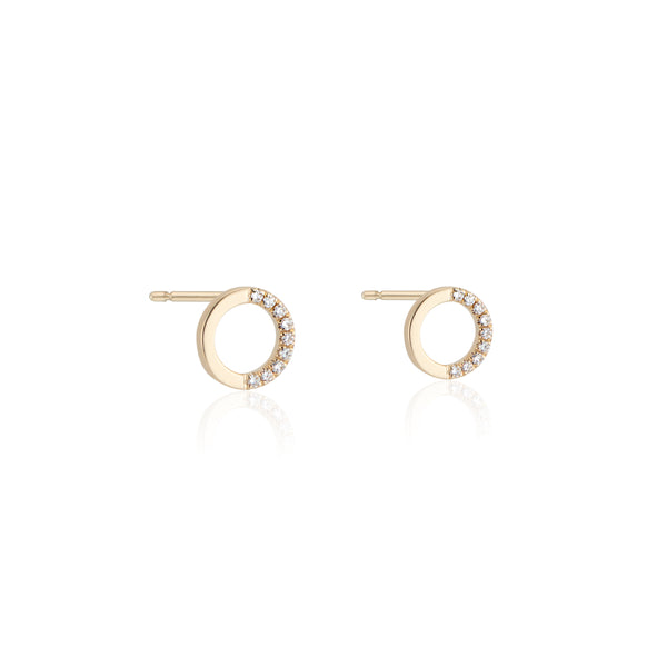 Sofia, Diamond Circle Earrings 14k Gold