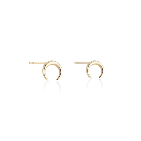 Crescent Moon ,Studs 14k Gold