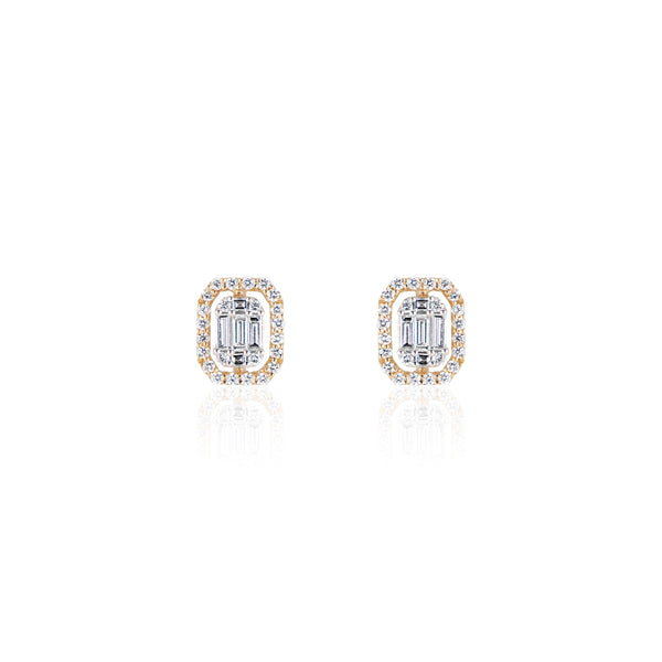 Victoria, Illusion Emerald Cut Diamond Earrings