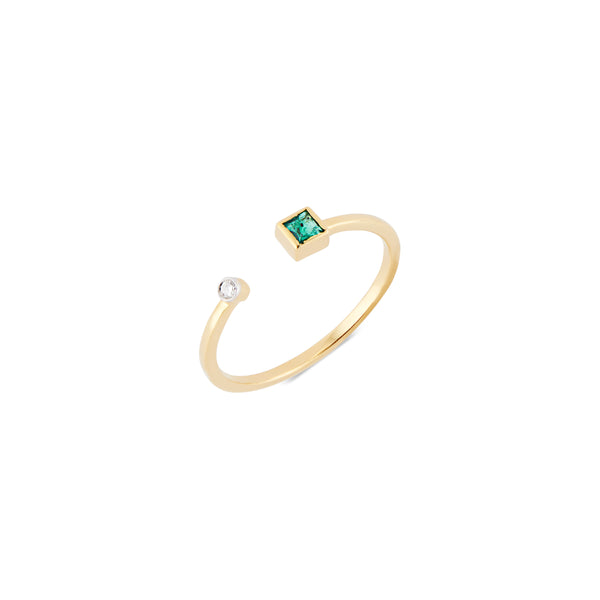 Kate, Diamond and Emerald Ring, 14K Yellow Gold