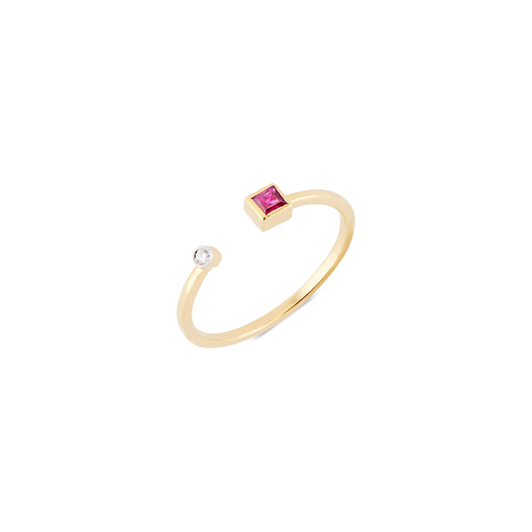 Kate, 14k Gold Diamond and Ruby Ring