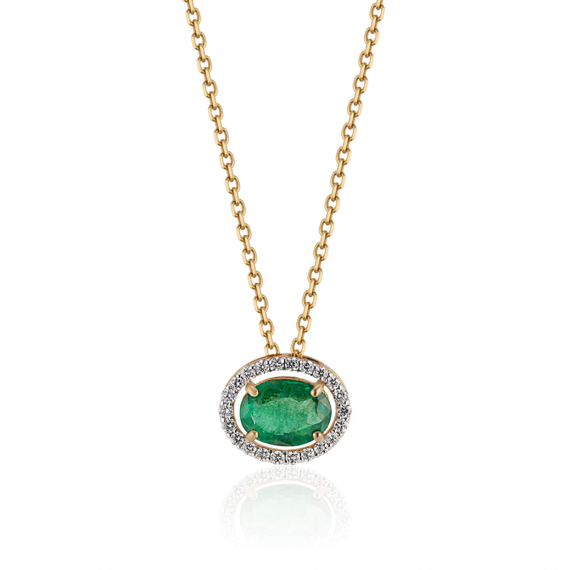 Panna Emerald 2.8 ct and Diamond .48 ct Necklace, 18k Gold