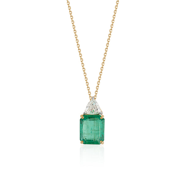 Midori Emerald 5.36 ct and Diamond .62 ct Necklace, 18k Gold