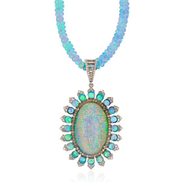 Tarabai Ethipion Opal and Diamond Necklace