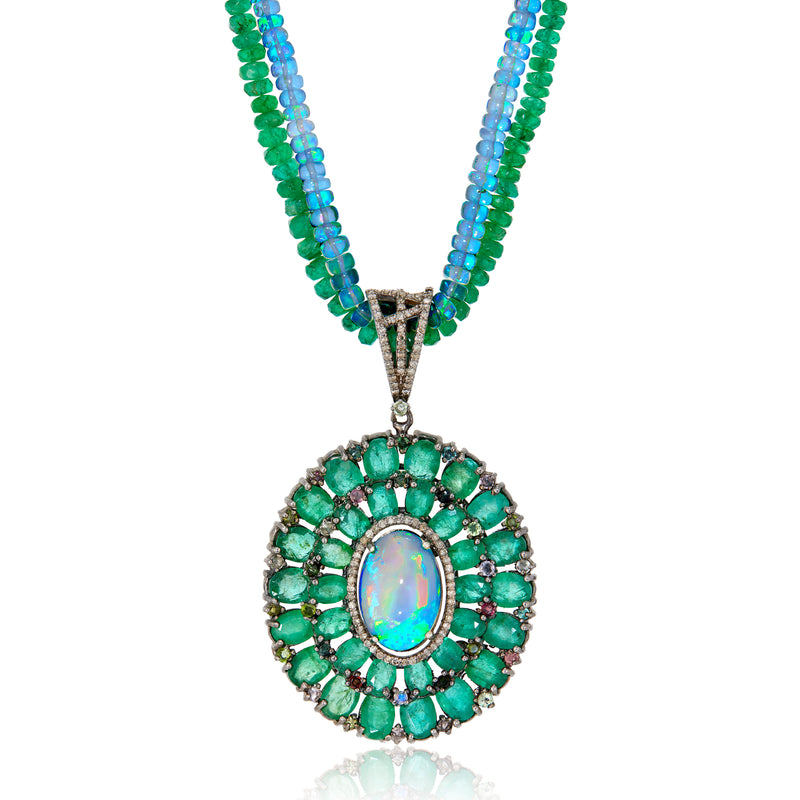 Durgavati Emerald and Opal Necklace