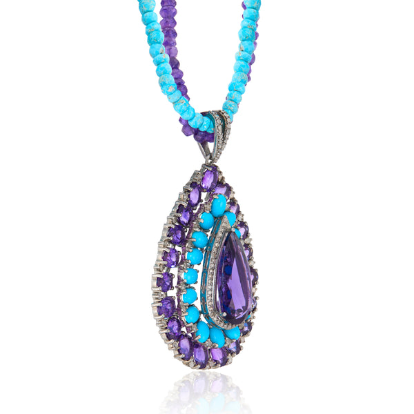 Razia Amethyst and Turquoise Necklace
