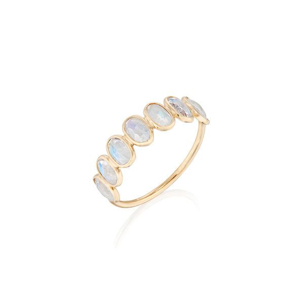 Eliza Rainbow Moonstone Ring, 18k Gold