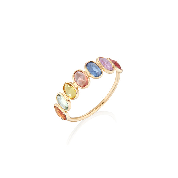 Eliza Rainbow Sapphire Ring, 18k Gold