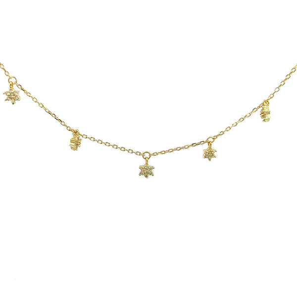 Celia Dangling CZ Stars Necklace,Gold Vermeil