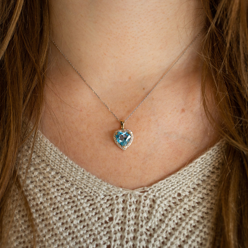 Cordilia, Blue Topaz Heart Necklace