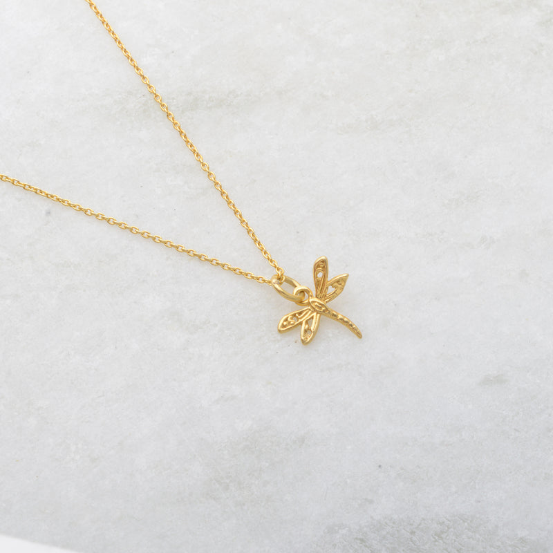 Dragonfly Necklace in Gold Vermeil
