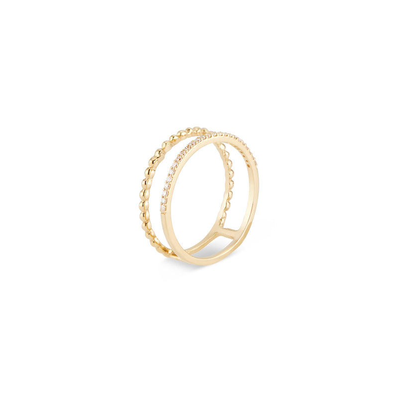 Cora II Double Band Diamond Ring, 14K Yellow Gold