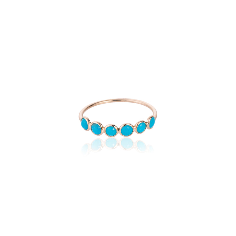 Kirin, Turquoise Bezel Set Ring, 18K Yellow Gold