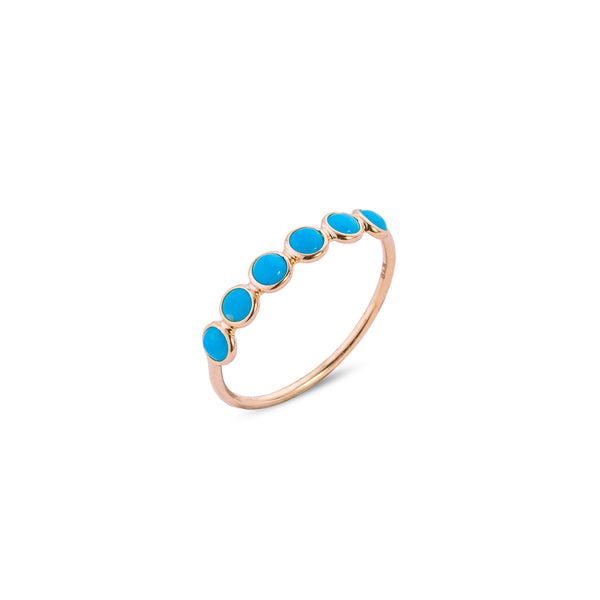 Kirin, Turquoise Bezel Set Ring, 18K Yellow Gold