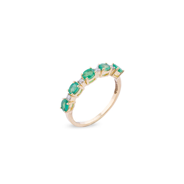 Farrah, Emerald and Diamond Ring, 14K Yellow Gold