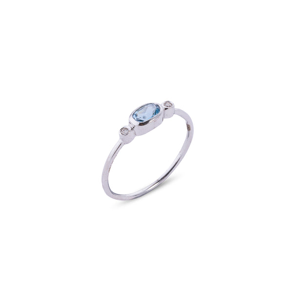 Kai, Aquamarine and Diamond Ring, 14K White Gold