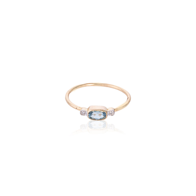 Kai, Aquamarine and Diamond Ring, 14K Yellow Gold