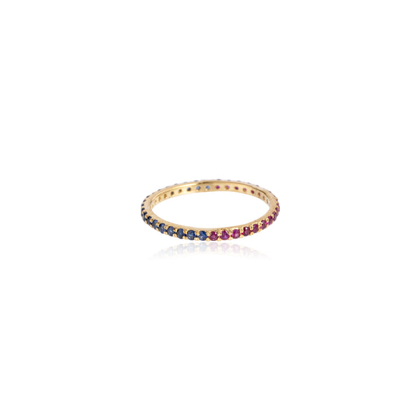 Kiki Ruby and Sapphire Eternity Ring, 14k Yellow Gold