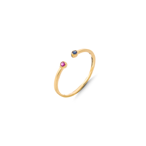 Naina Sapphire and Ruby Ring, 14K Yellow Gold