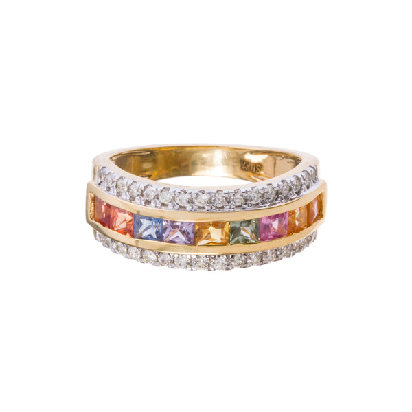 Asha Multi Sapphire and Diamond Ring, 14K Yellow Gold