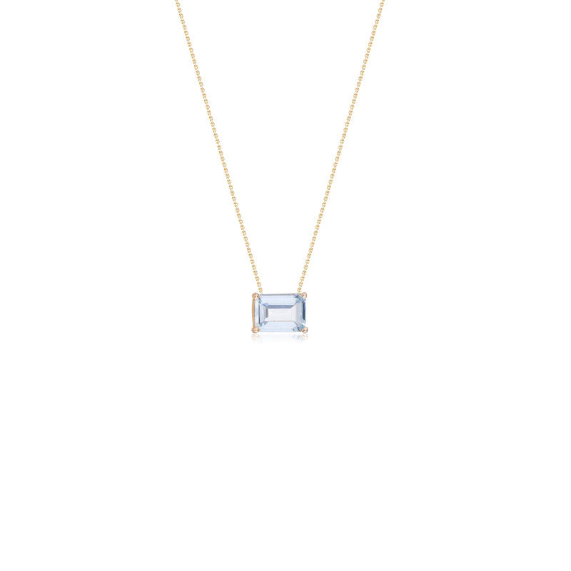 Emerald Cut Aquamarine 1.0 Ct. Solitaire Necklace, 14k Yellow Gold