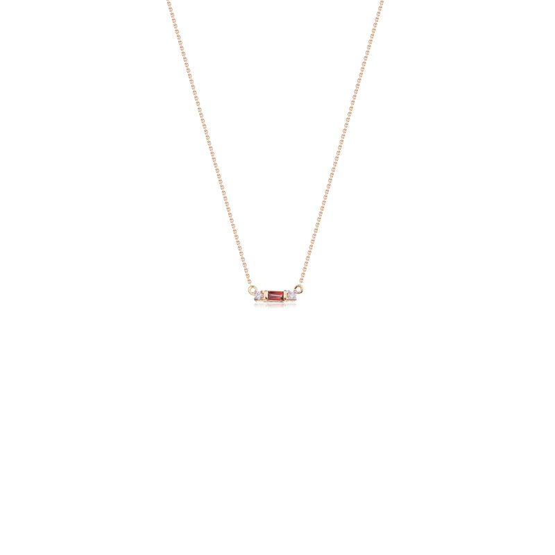 Juno Garnet and Diamond Necklace, 14K Yellow Gold