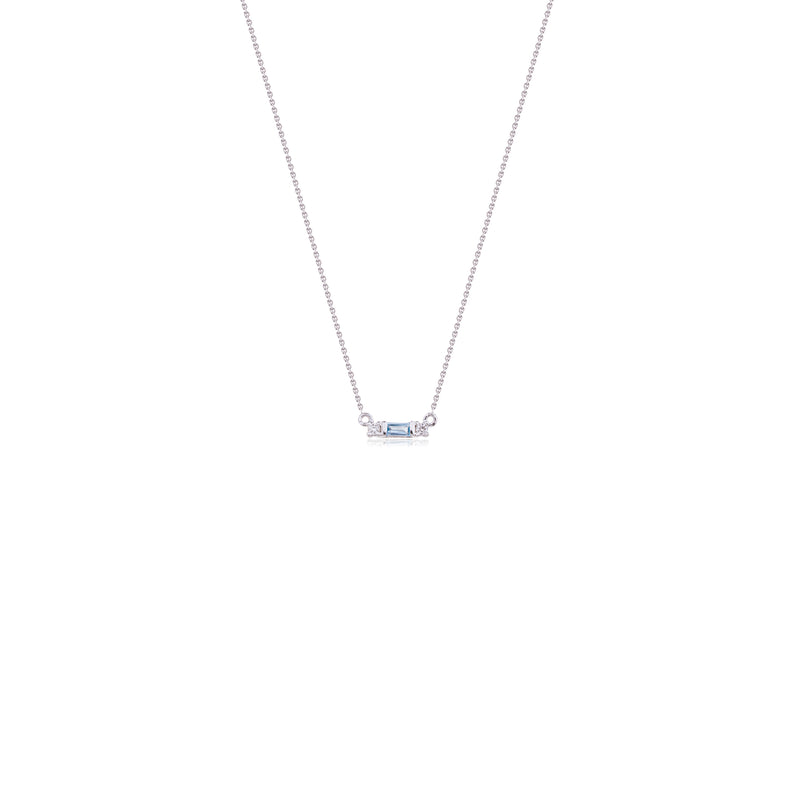 Aquamarine and Diamond Necklace in White Gold