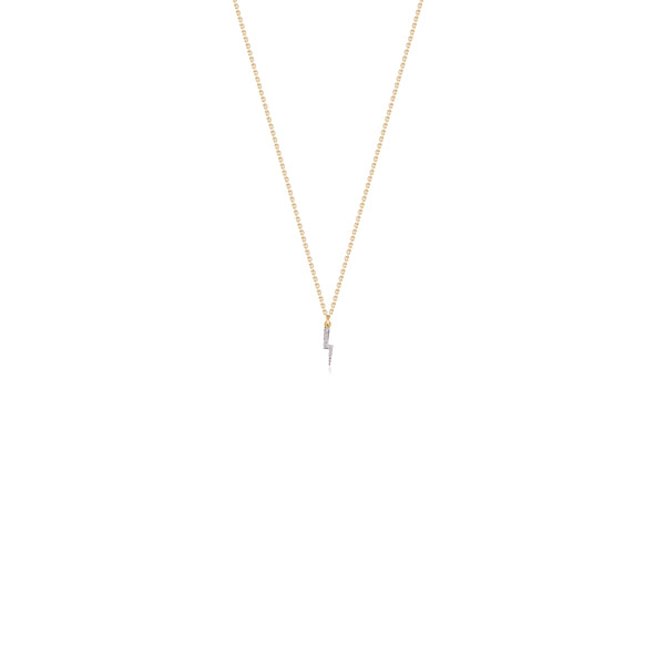 Lightning Bolt Pendant with Diamonds in Yellow Gold