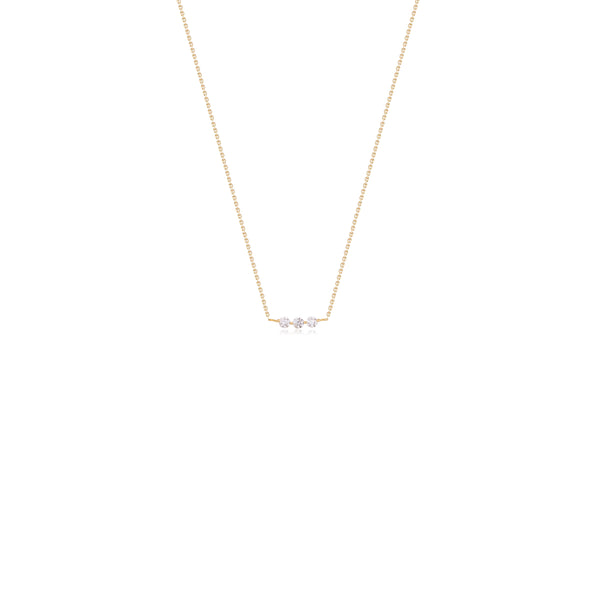 Kenzo Mini: 3-Stone Diamond Necklace in Yellow Gold