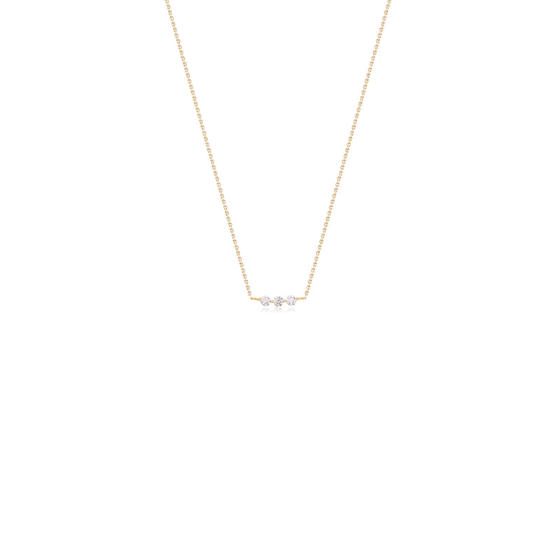 Kenzo Mini: 3-Stone Diamond Necklace in Yellow Gold
