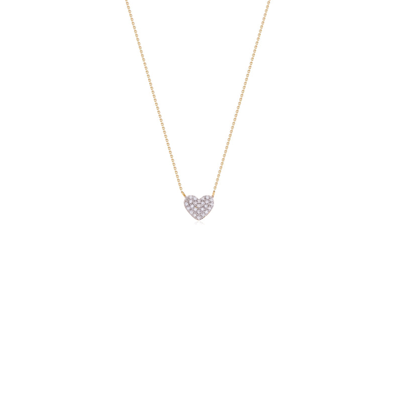 Pavé Diamond Heart Necklace, 14K Yellow Gold
