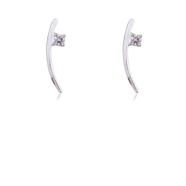 Adira, Sword Earrings with Diamonds, 14K White Gold