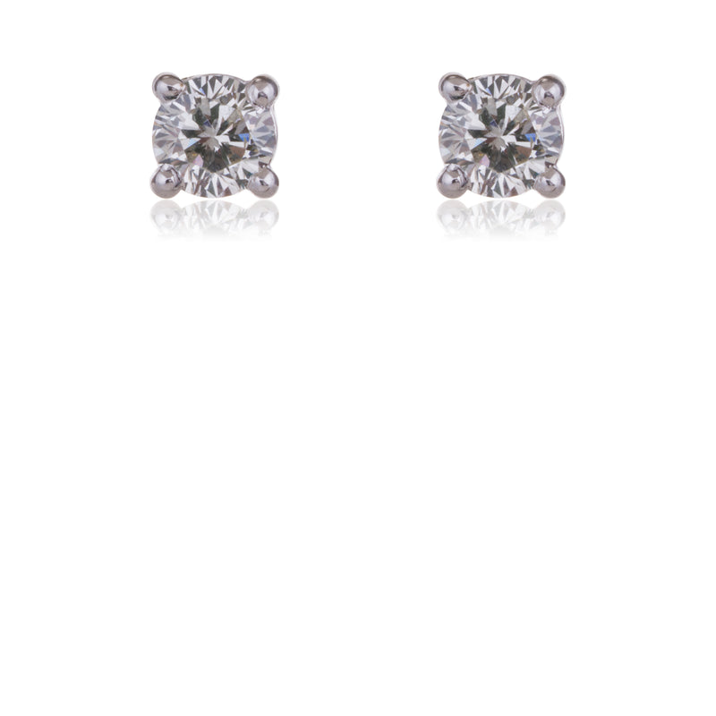Diamond Stud Earrings, 14K White Gold