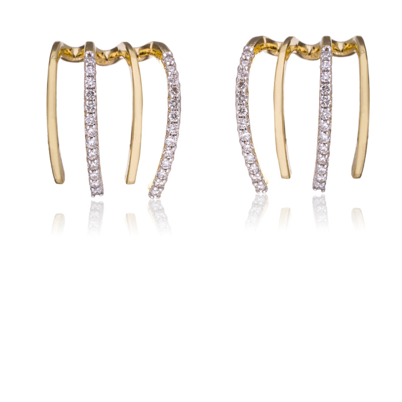Akira, Diamond Claw Earrings, 14K Yellow Gold