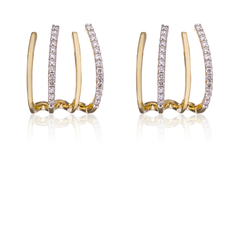 Akira, Diamond Claw Earrings, 14K Yellow Gold
