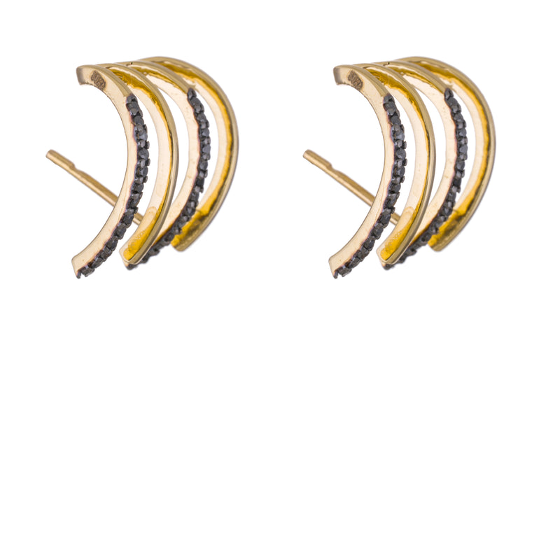 Akira, Black Diamond Claw Earrings, 14K Yellow Gold