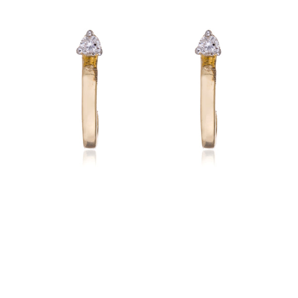 Mika, Diamond Earrings with Mini Hoops, 14K Yellow Gold