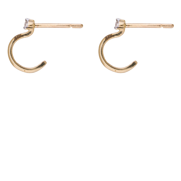 Mika, Diamond Earrings with Mini Hoops, 14K Yellow Gold