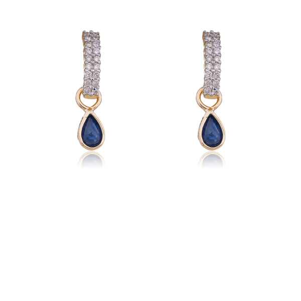 Lucia, Diamond and Sapphire Drop Earrings, 14K Yellow Gold