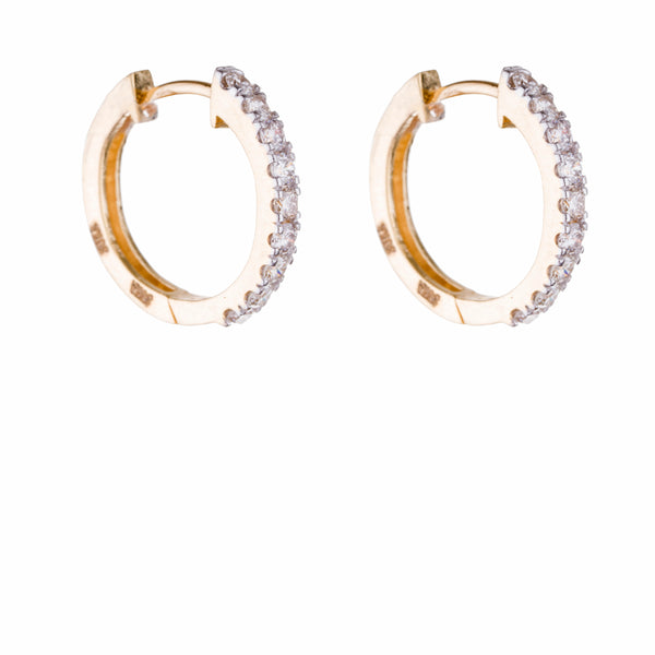 Lilly Diamond Huggie Earrings, 14K Yellow Gold
