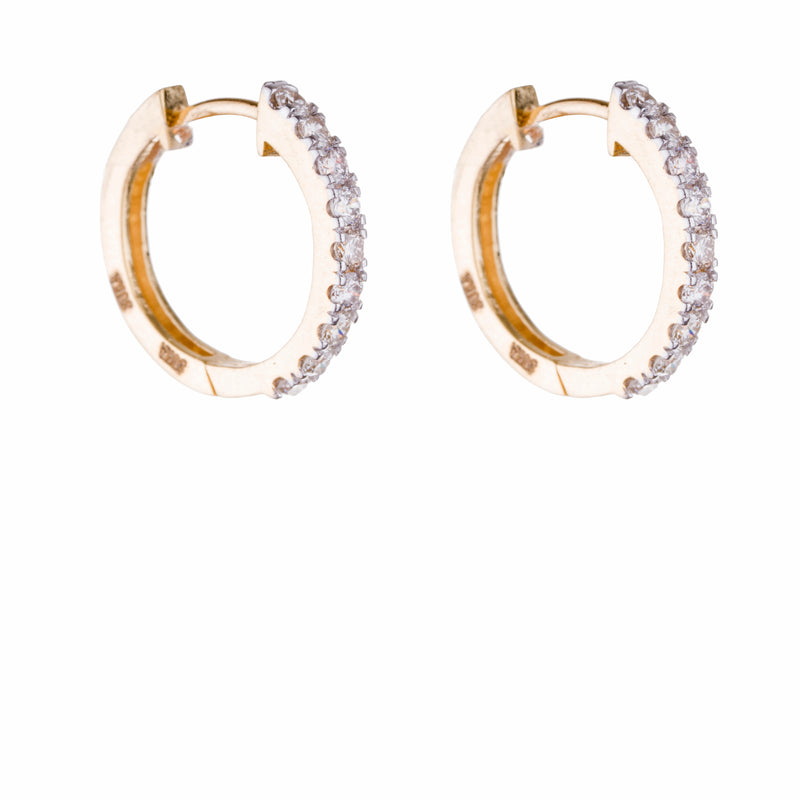 Lilly Diamond Huggie Earrings, 14K Yellow Gold