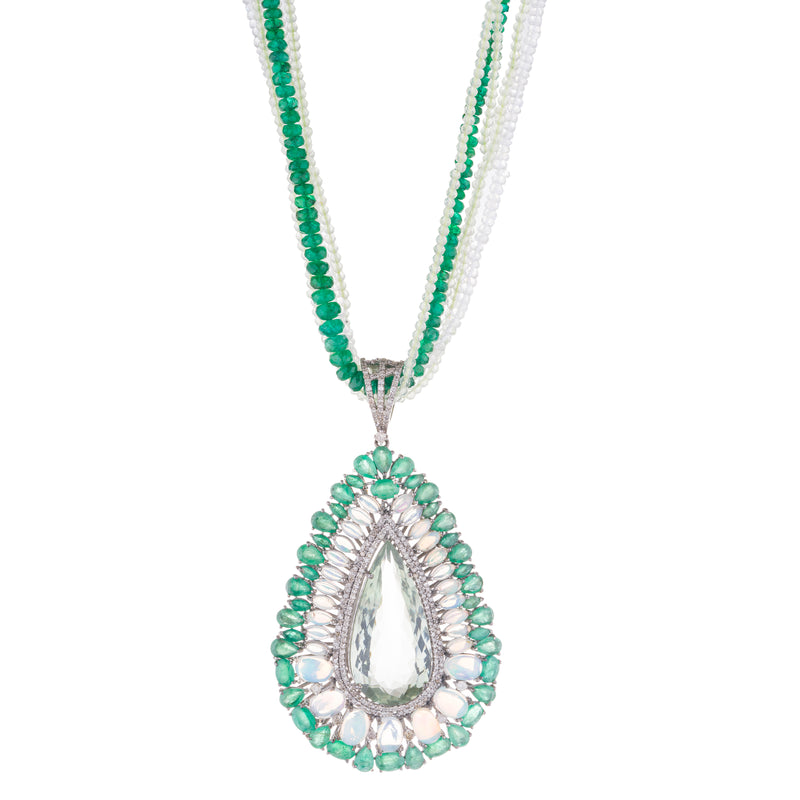 Gayatri Emerald, Opal and Praseolite Necklace