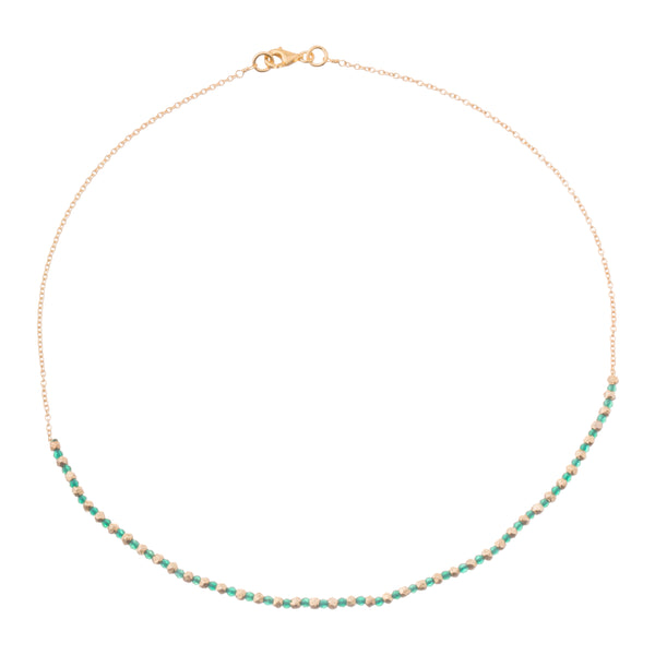 Beaded Thea Green Onyx Necklace in Gold Vermeil