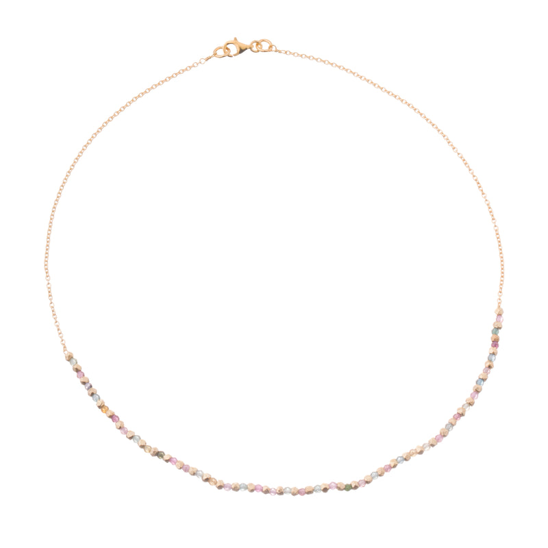 Beaded Thea Multi Tourmaline Necklace in Gold Vermeil