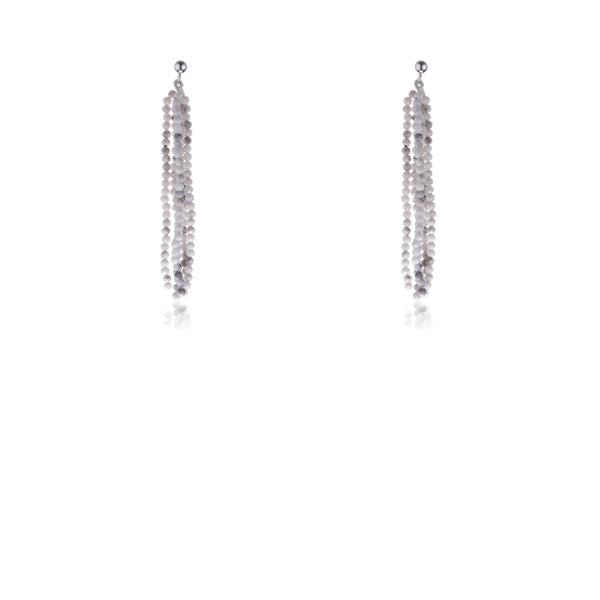 Ridhi, Howlite Chandelier Beaded Earrings, Sterling Silver