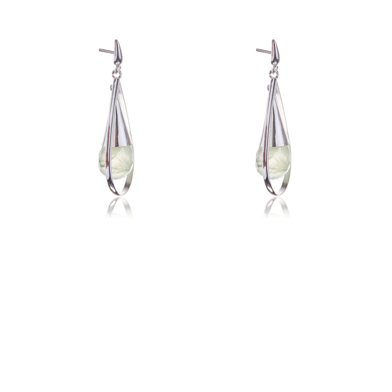Sariyah Prehnite Earrings in Sterling Silver